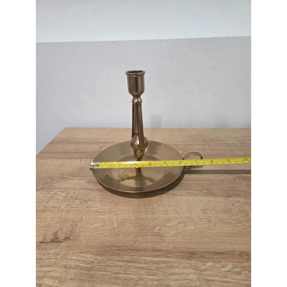 Vintage Brass Pendulum Gimbal Nautical Taper Candle Holder Chamber Stick 7''